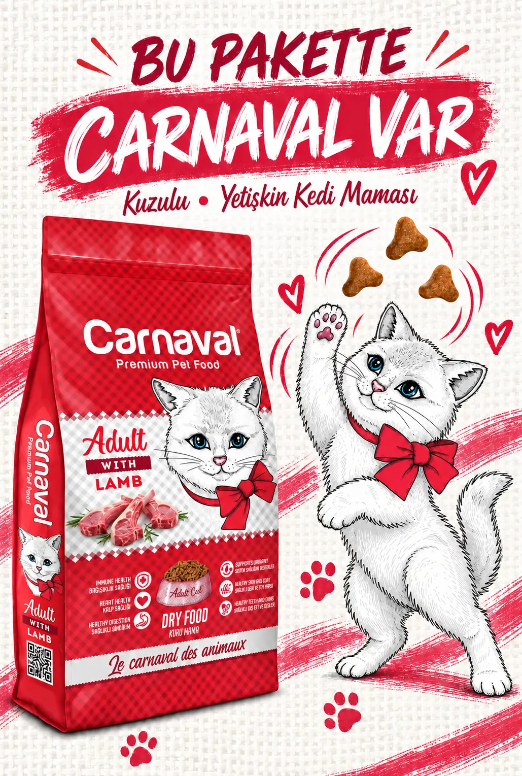 Kemik ve Kas Gelişimi Destekleyici Kuzu Etli Yetişkin Kedi Maması 15kg