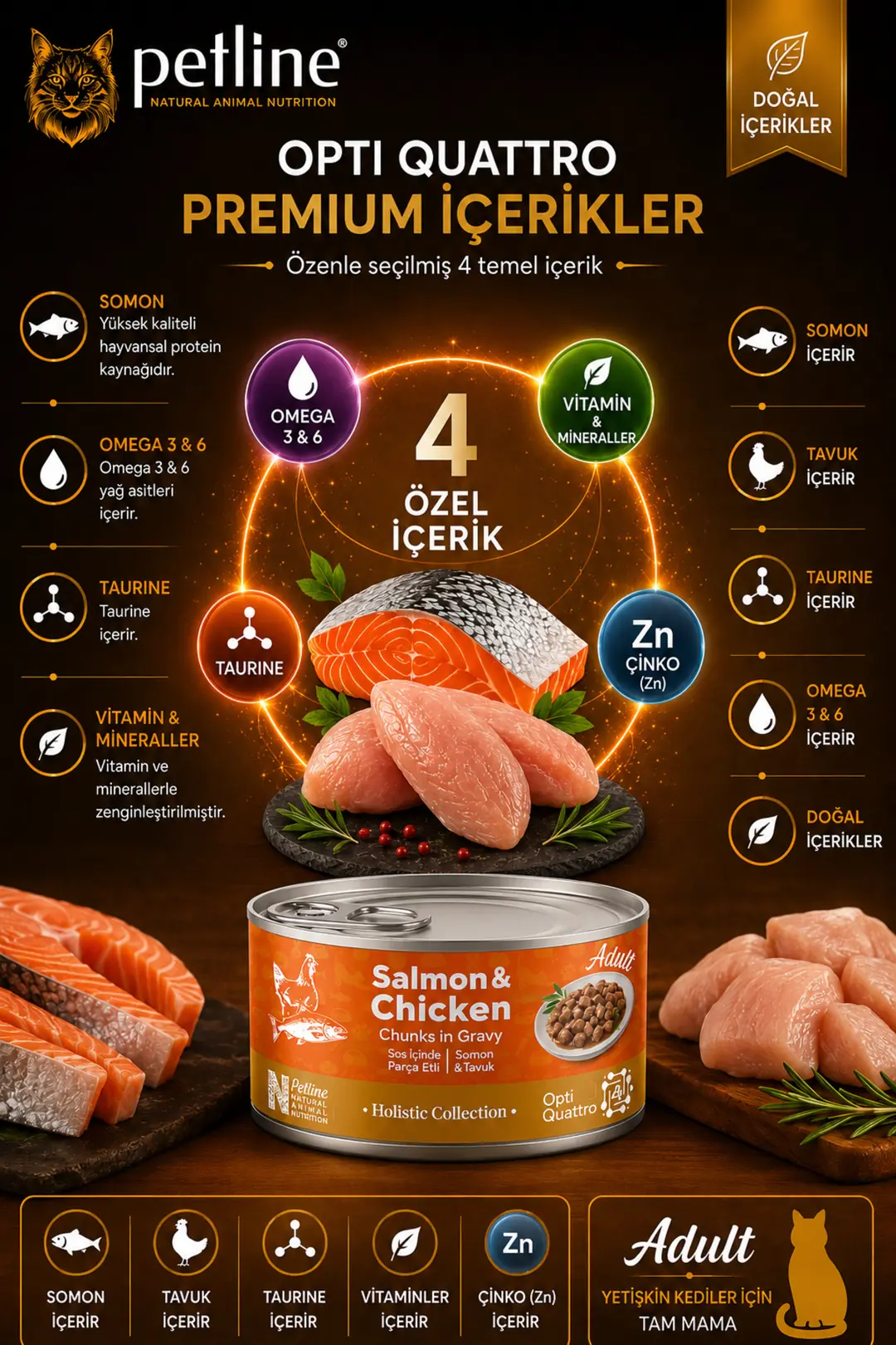 Somon Ve Tavuklu Kedi Konservesi 85 Gr
