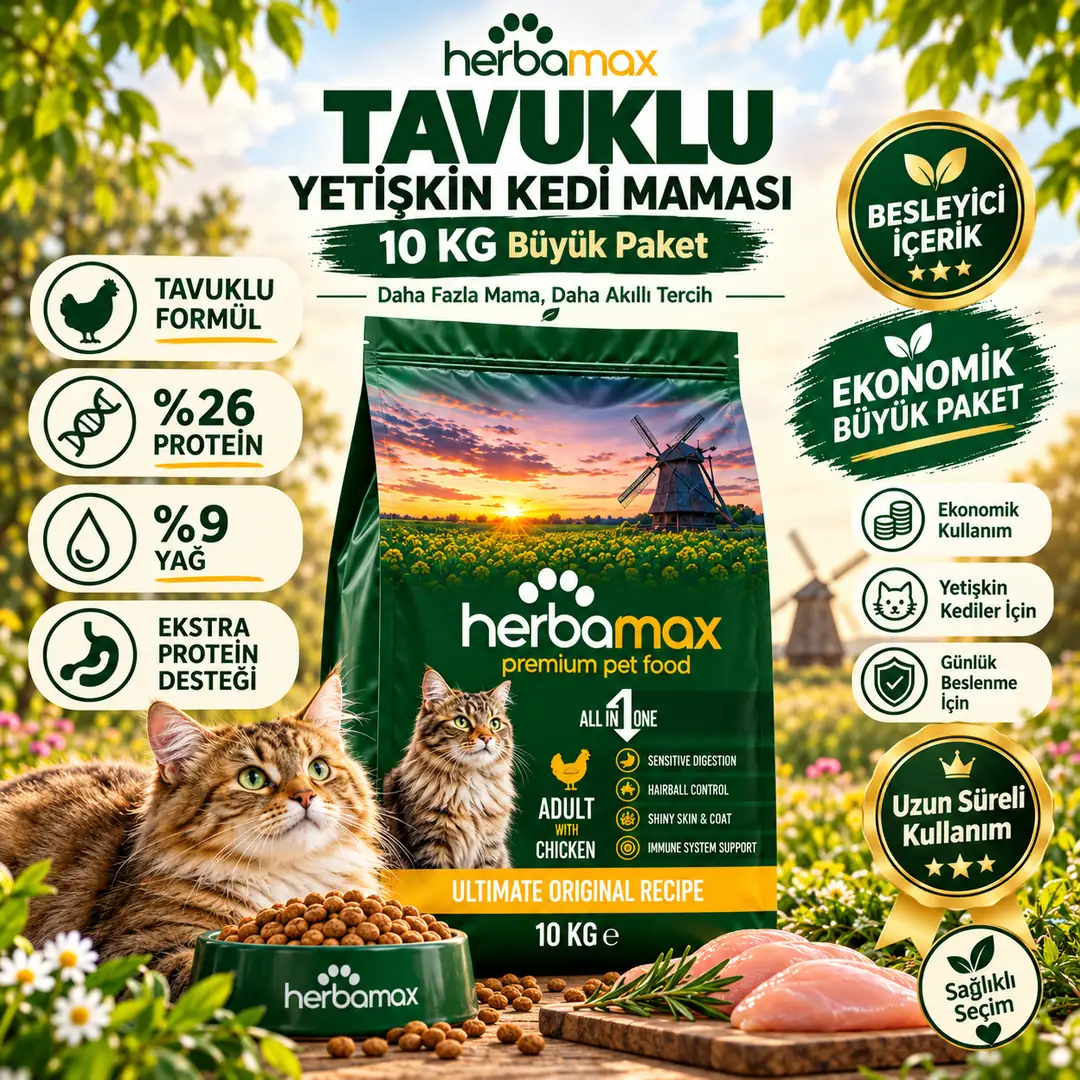 Bağışıklık Sistemi Düzenlemeye Yardımcı Etkili- Tavuklu Yetişkin Kedi Maması 10kg