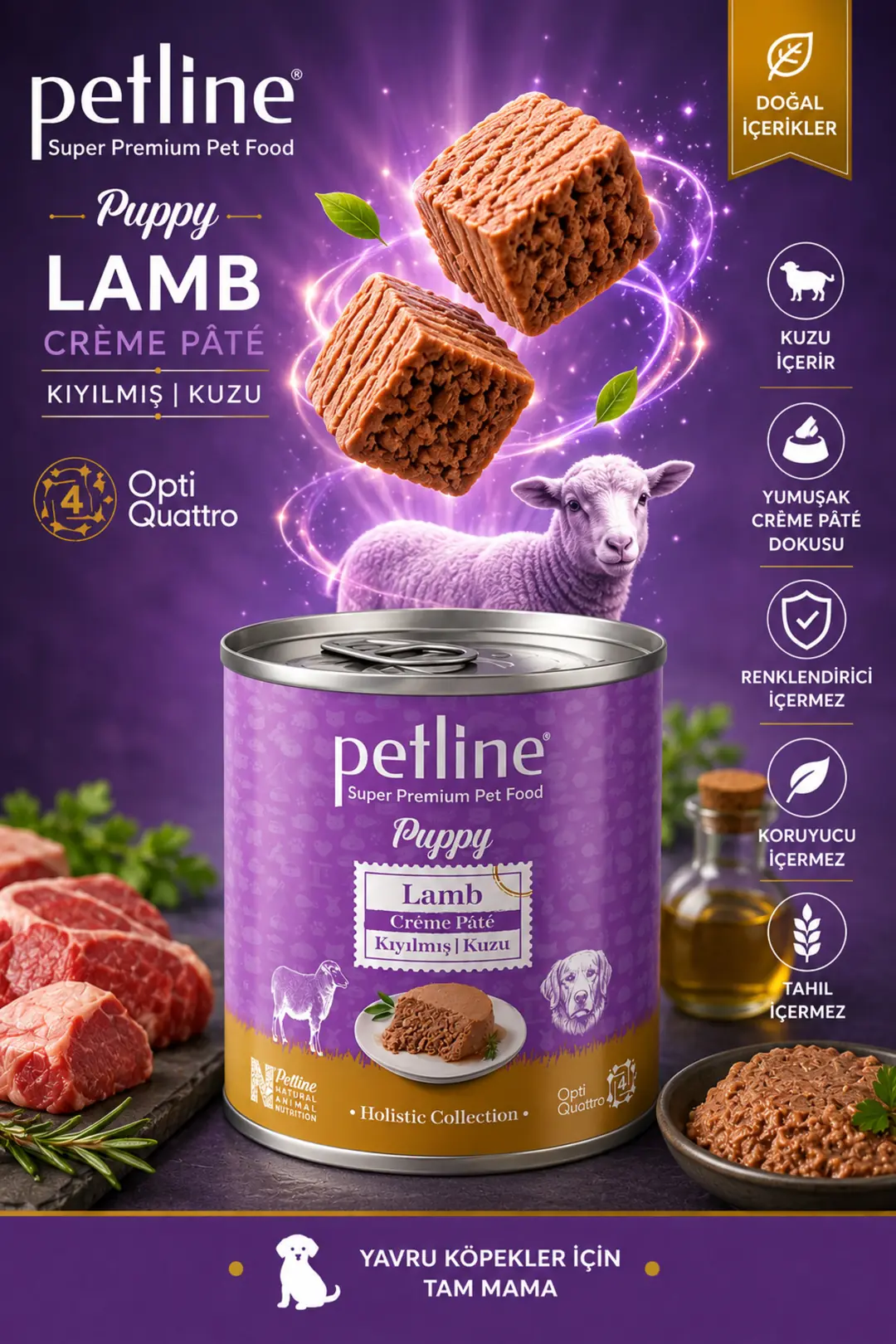 Gelişim Destekleyici Puppy Lamb Crème Pâté Kuzulu Yavru Köpek Konservesi 395 Gr