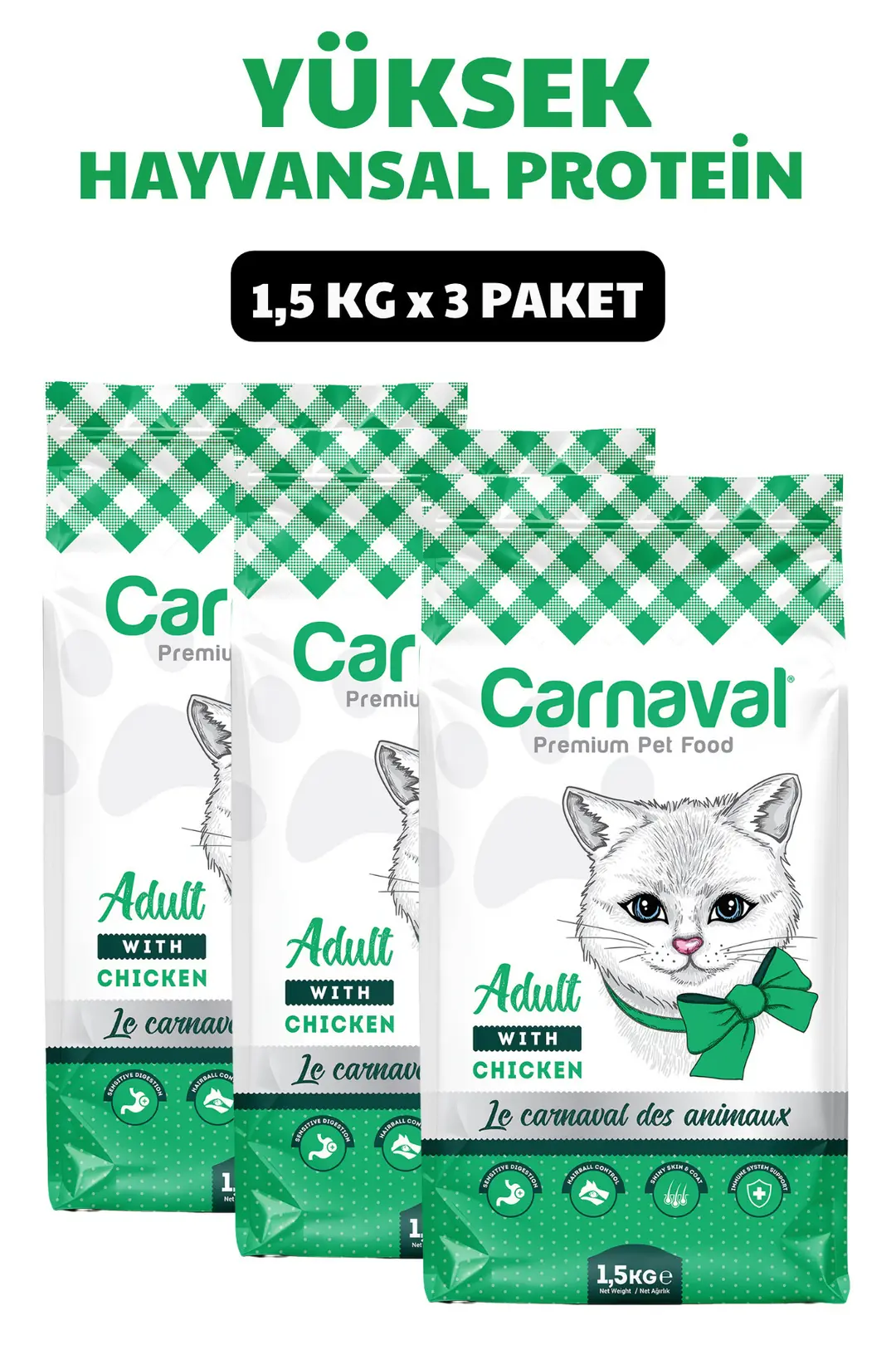 Gourmet Tavuklu Ve Sebzeli Yetişkin Kedi Maması 4.5kg (3X1.5KG)