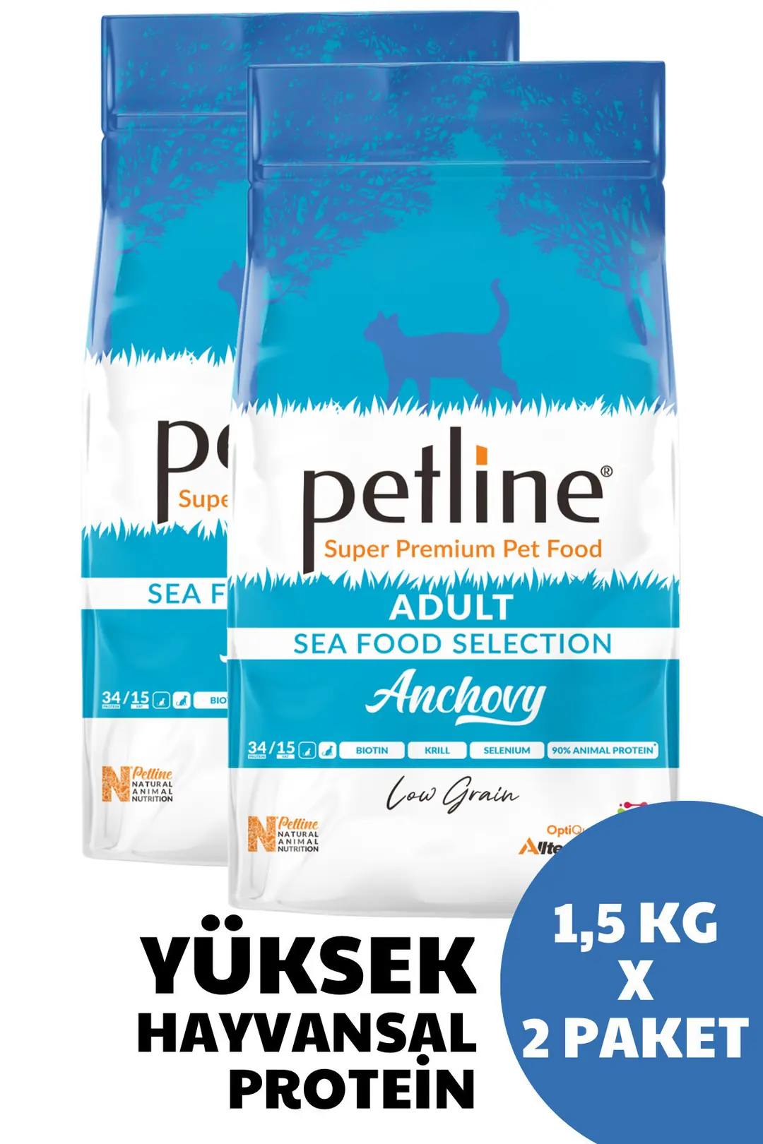 Yerli Karadeniz Hamsili - Balıklı Yetişkin Kedi Maması 3kg (2X1.5KG) - Anchovy