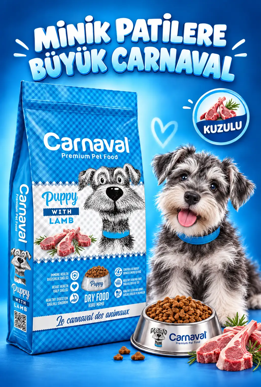 Ürün görseli: Kuzu Etli Ve Pirinçli Yavru Köpek Maması 15 Kg