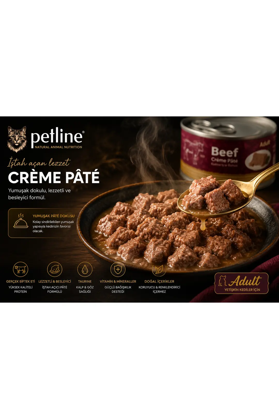 Biftekli Konserve Yaş Kedi Maması 85 Gr Pate "8 Adet gönderilmektedir"