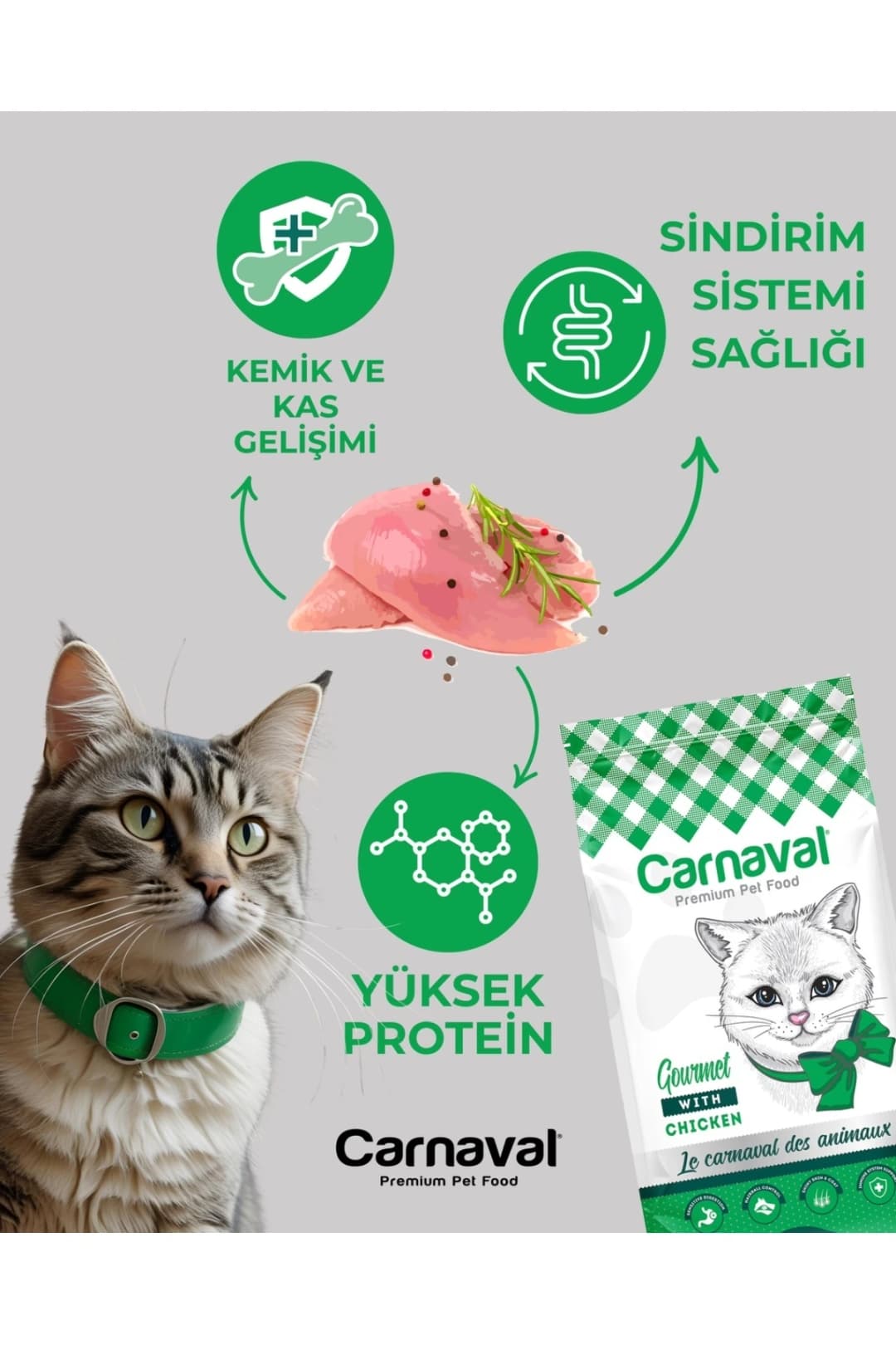 Gourmet Tavuklu Ve Sebzeli Yetişkin Kedi Maması 3kg (2X1.5KG)