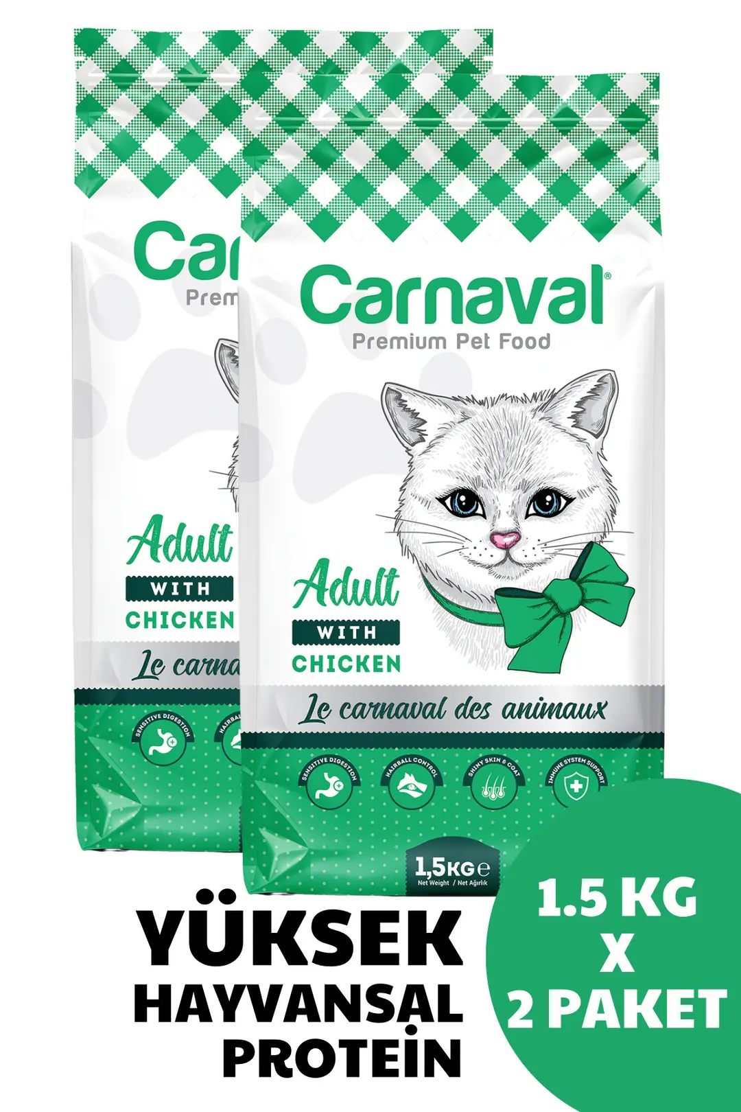 Gourmet Tavuklu Ve Sebzeli Yetişkin Kedi Maması 3kg (2X1.5KG)