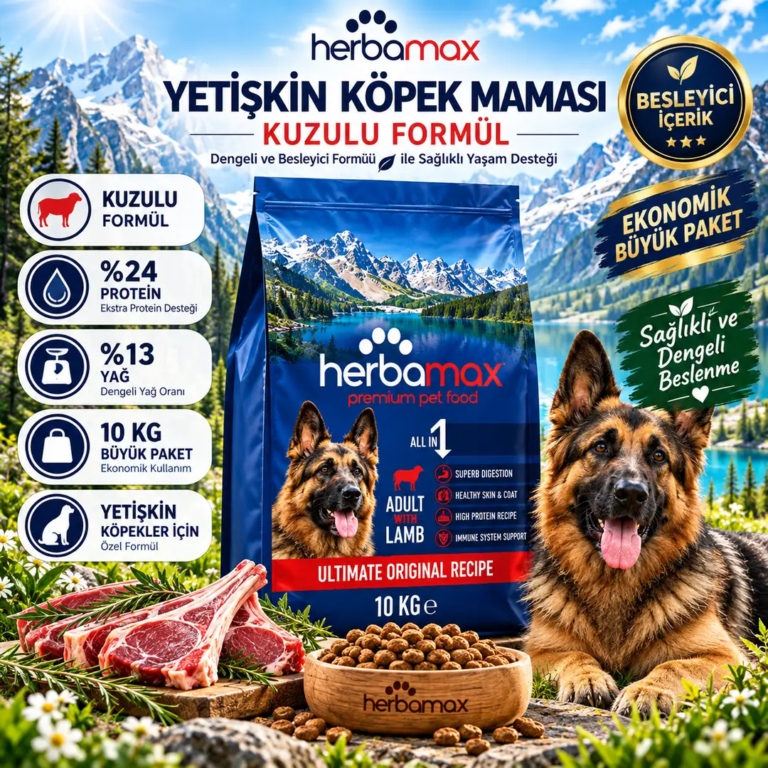 Sindirim Destekleyici- Kuzu Etli Yetişkin Köpek Maması 10kg
