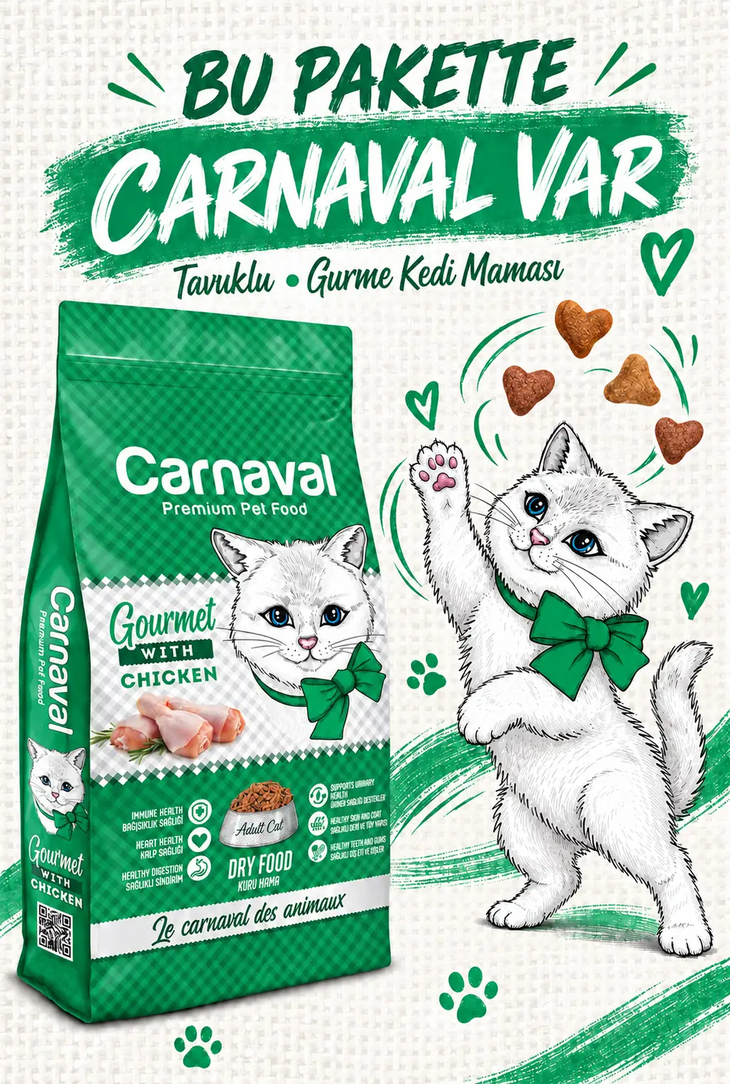 Gourmet Tavuklu Ve Sebzeli Yetişkin Kedi Maması 3kg (2X1.5KG)