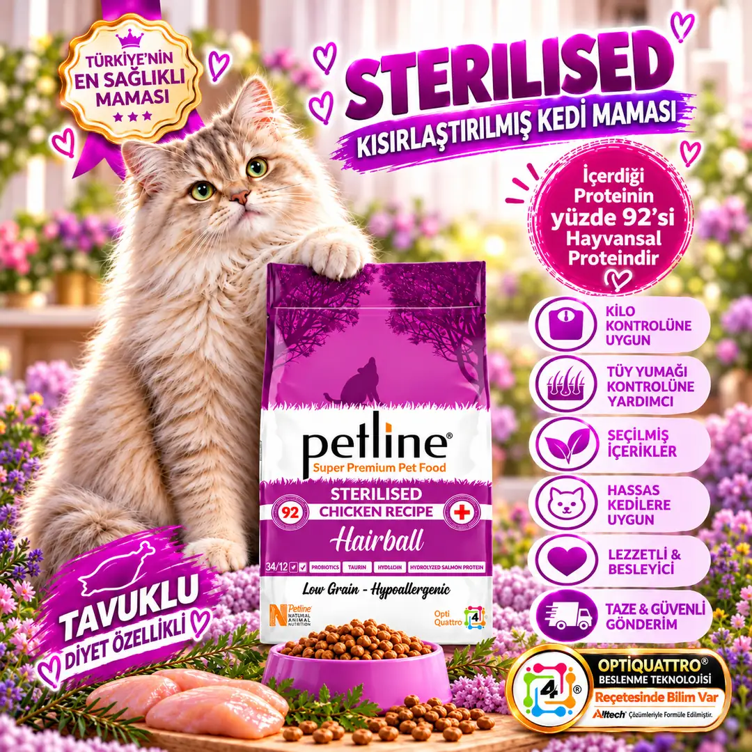 Tüy Yumağı Önleyici Kısır Kedi Maması 6 Kg Tavuklu ve Diyet Destekli