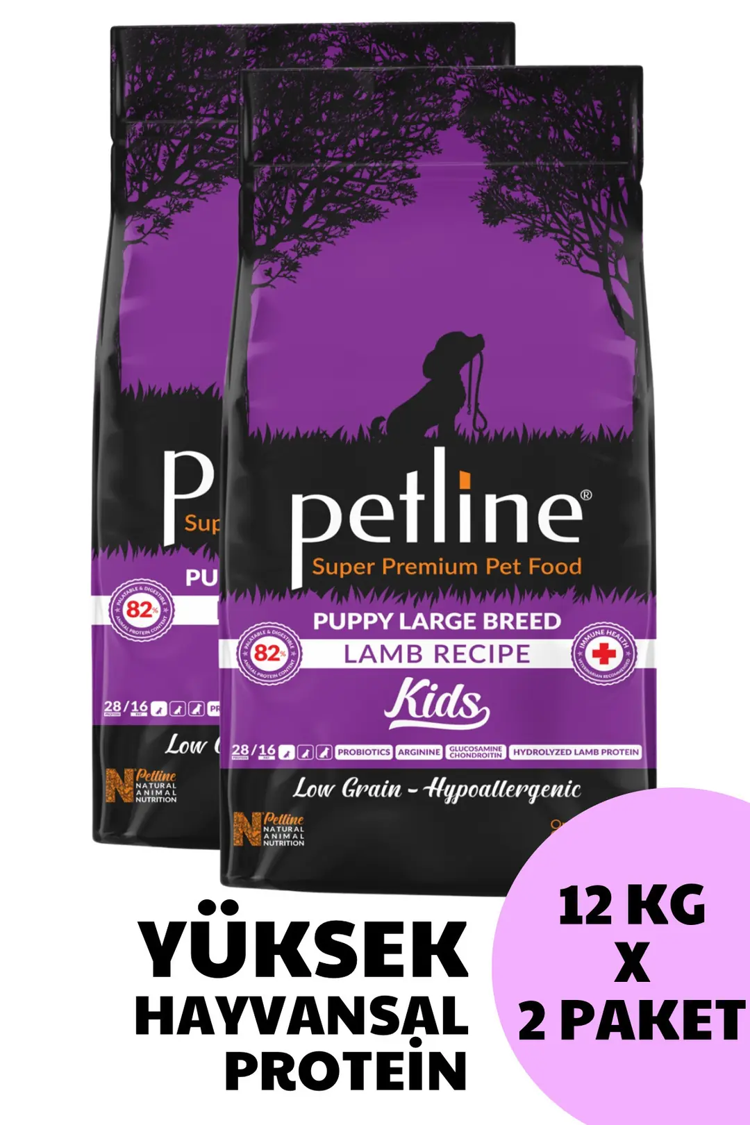 Kemik Ve Kas Gelişimini Destekleyici- Kuzu Etli Yavru Köpek Maması 24kg (2 X 12 KG) - Kids